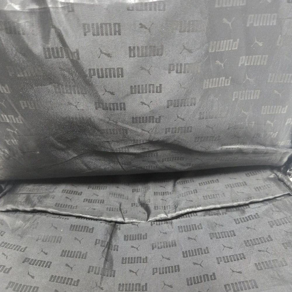 Puma‎ Black Backpack Silver Cat Logo Multi Pocket School Gym Travel Bag